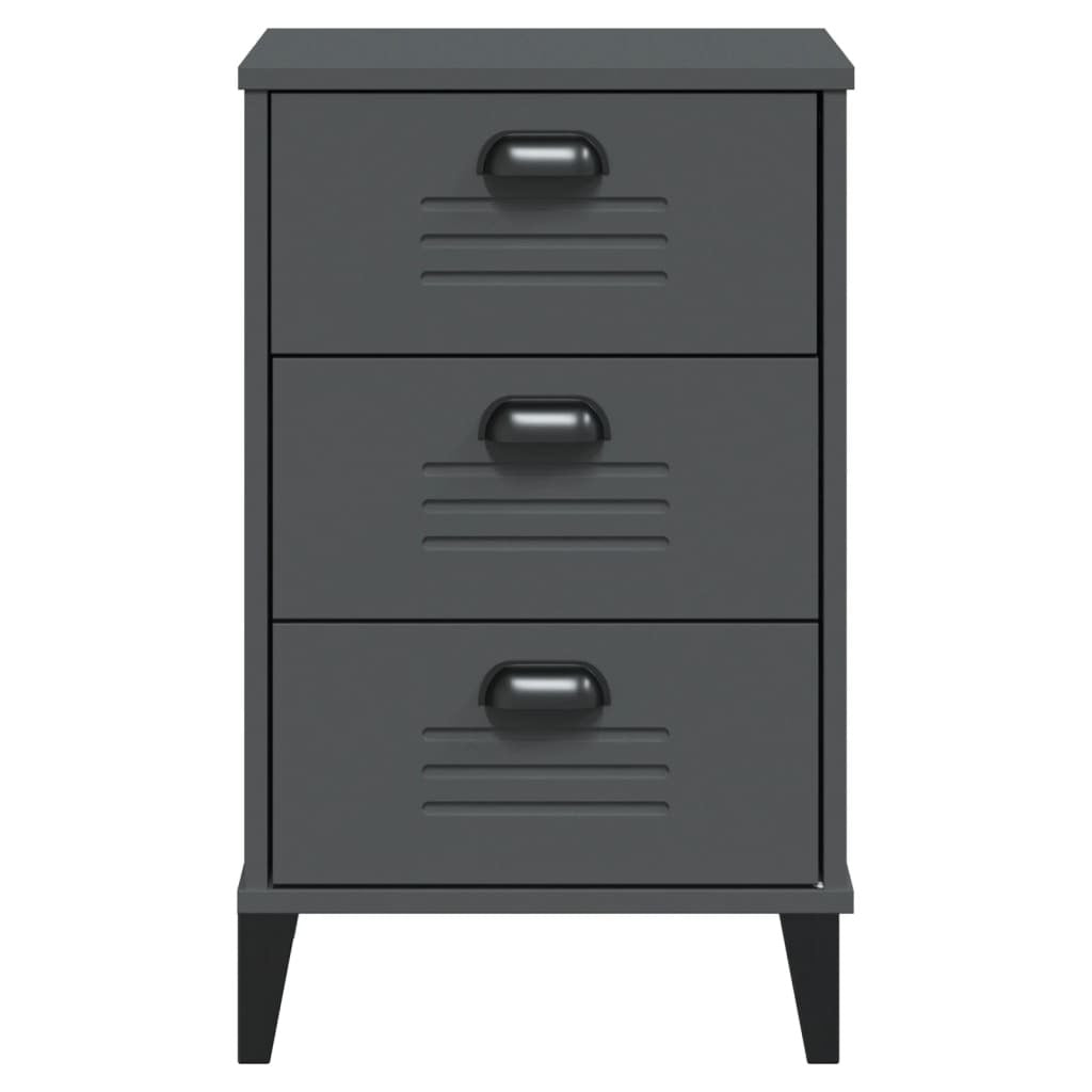 Bedside Table Anthracite Grey Engineered Wood, Plastic Medium