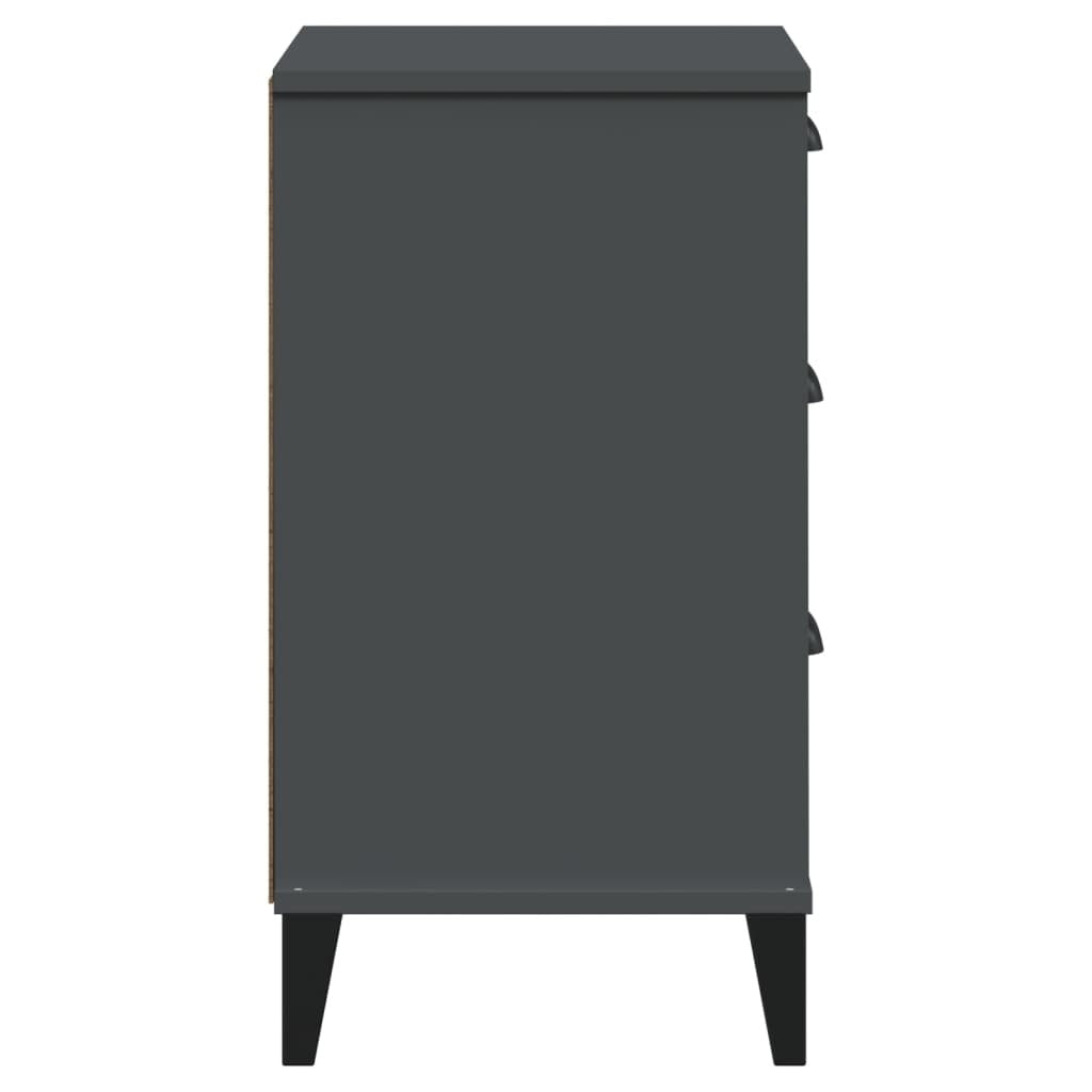 Bedside Table Anthracite Grey Engineered Wood, Plastic Medium
