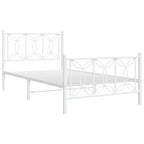 Bed Frame White Steel 39 x 79 in Bed Frame Rectangular Modern