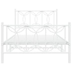 Bed Frame White Steel 39 x 79 in Bed Frame Rectangular Modern