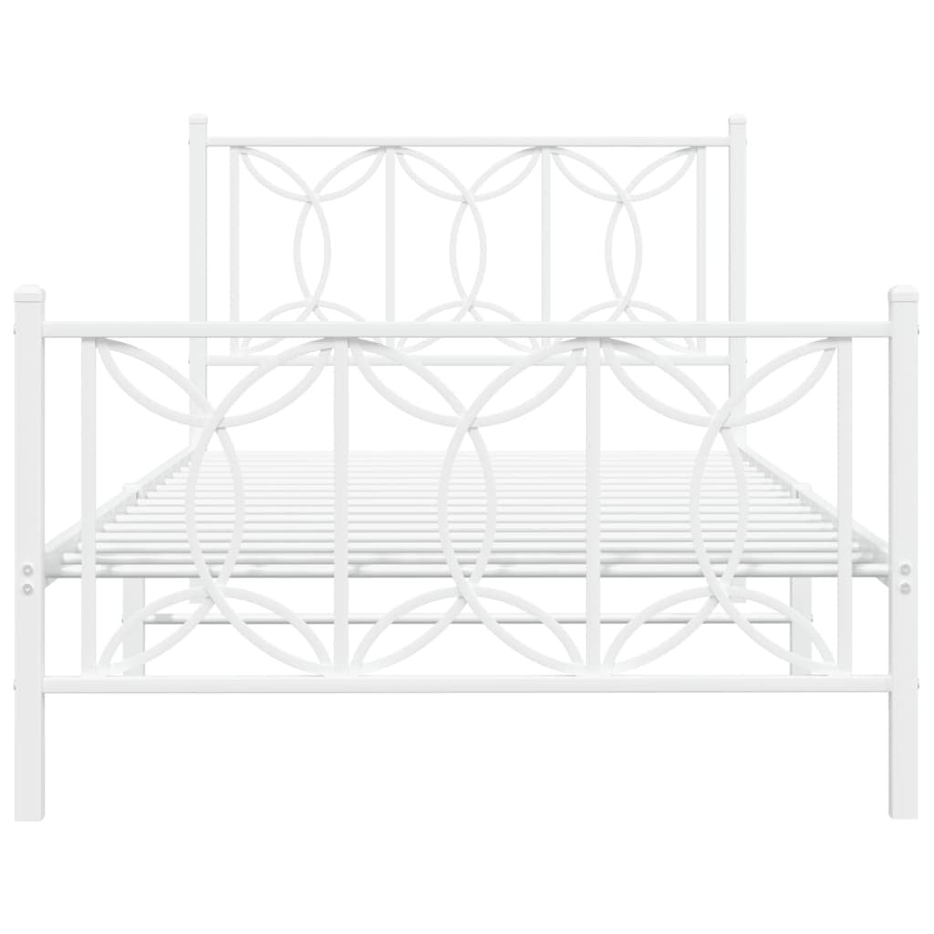 Bed Frame White Steel 39 x 79 in Bed Frame Rectangular Modern