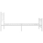 Bed Frame White Steel 39 x 79 in Bed Frame Rectangular Modern