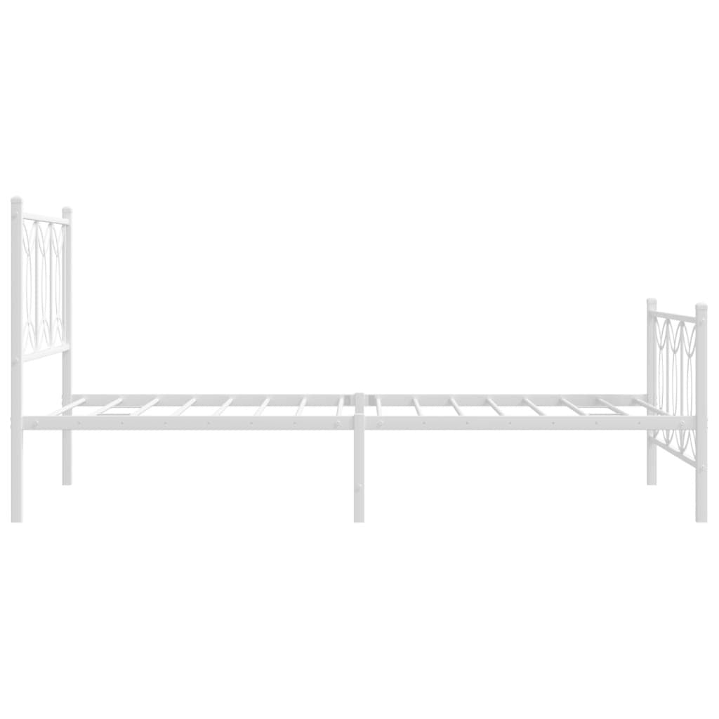 Bed Frame White Steel 39 x 79 in Bed Frame Rectangular Modern
