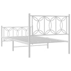 Bed Frame White Steel 39 x 79 in Bed Frame Rectangular Modern