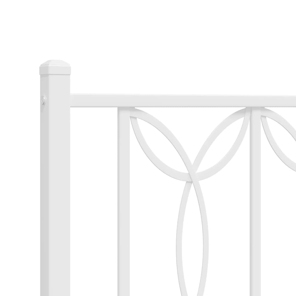 Bed Frame White Steel 39 x 79 in Bed Frame Rectangular Modern