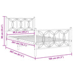 Bed Frame White Steel 39 x 79 in Bed Frame Rectangular Modern