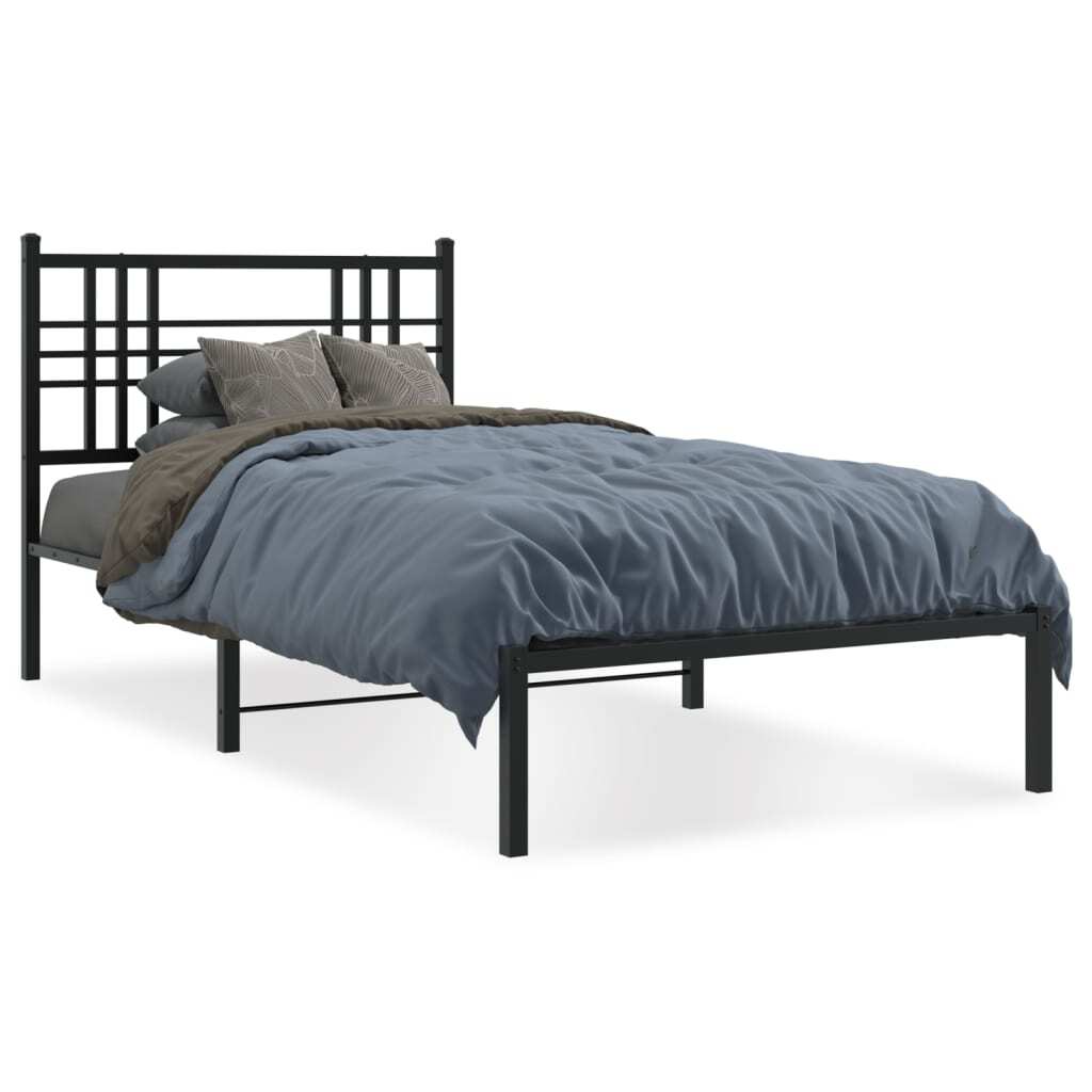 Bed Frame Black Steel Twin Bed Frame Rectangular Modern