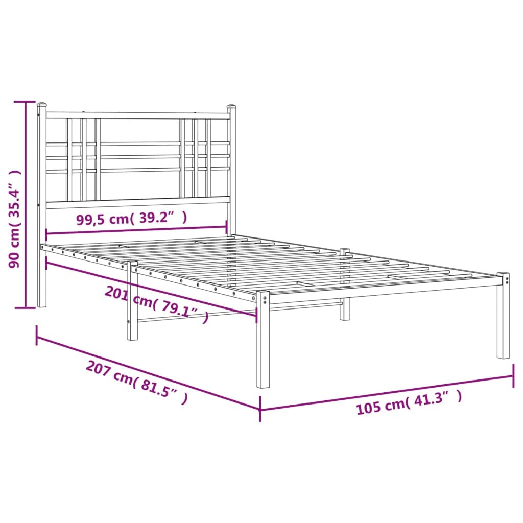 Bed Frame Black Steel Twin Bed Frame Rectangular Modern