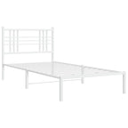 Bed Frame White Powder-Coated Steel Twin Durable Bed Frame