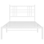 Bed Frame White Powder-Coated Steel Twin Durable Bed Frame