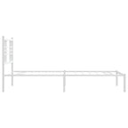 Bed Frame White Powder-Coated Steel Twin Durable Bed Frame
