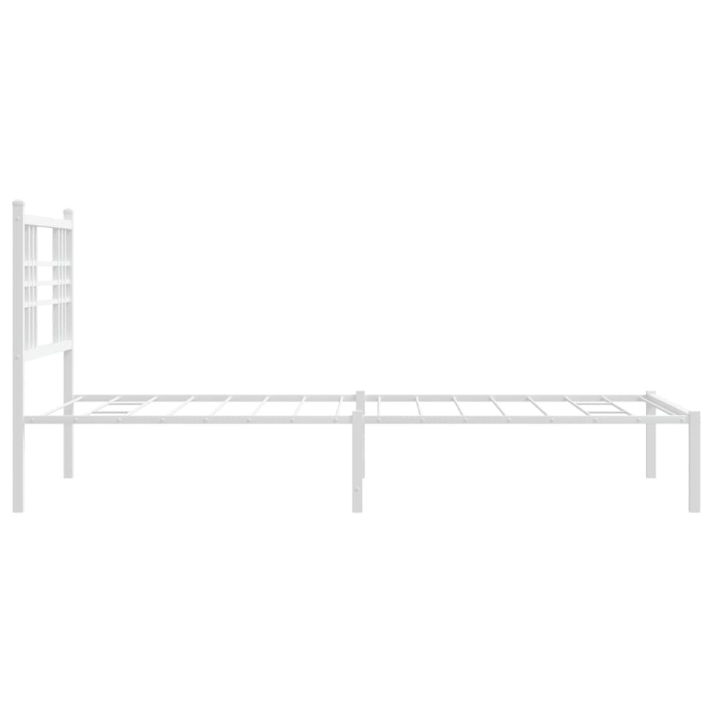 Bed Frame White Powder-Coated Steel Twin Durable Bed Frame