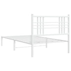 Bed Frame White Powder-Coated Steel Twin Durable Bed Frame