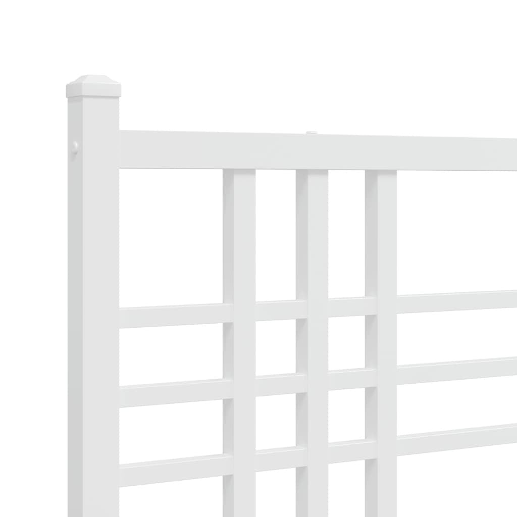 Bed Frame White Powder-Coated Steel Twin Durable Bed Frame