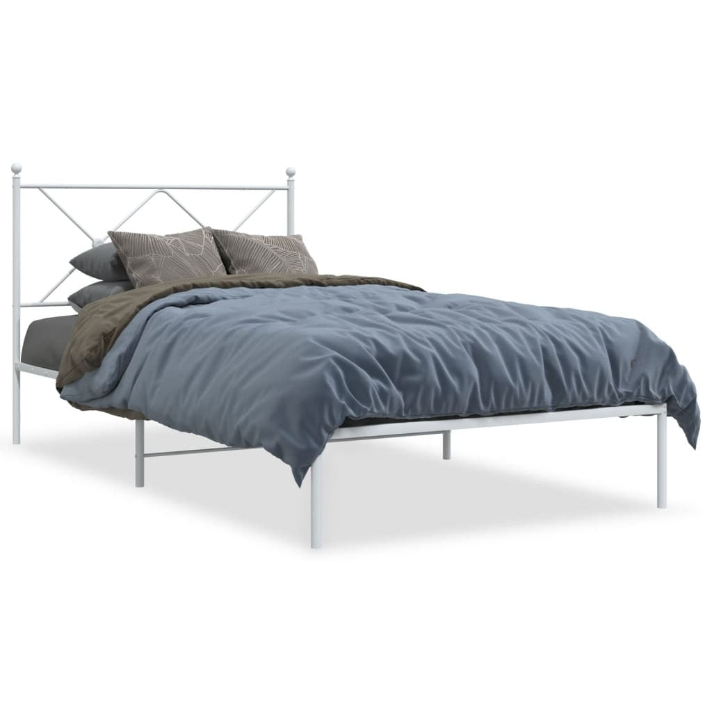Bed Frame White Powder-coated steel Single Durable Bed Frame