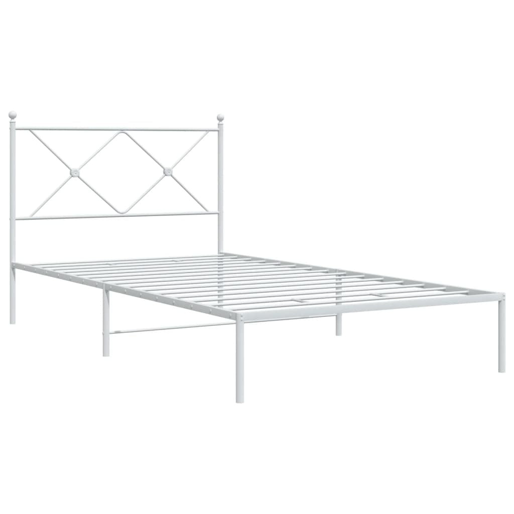 Bed Frame White Powder-coated steel Single Durable Bed Frame