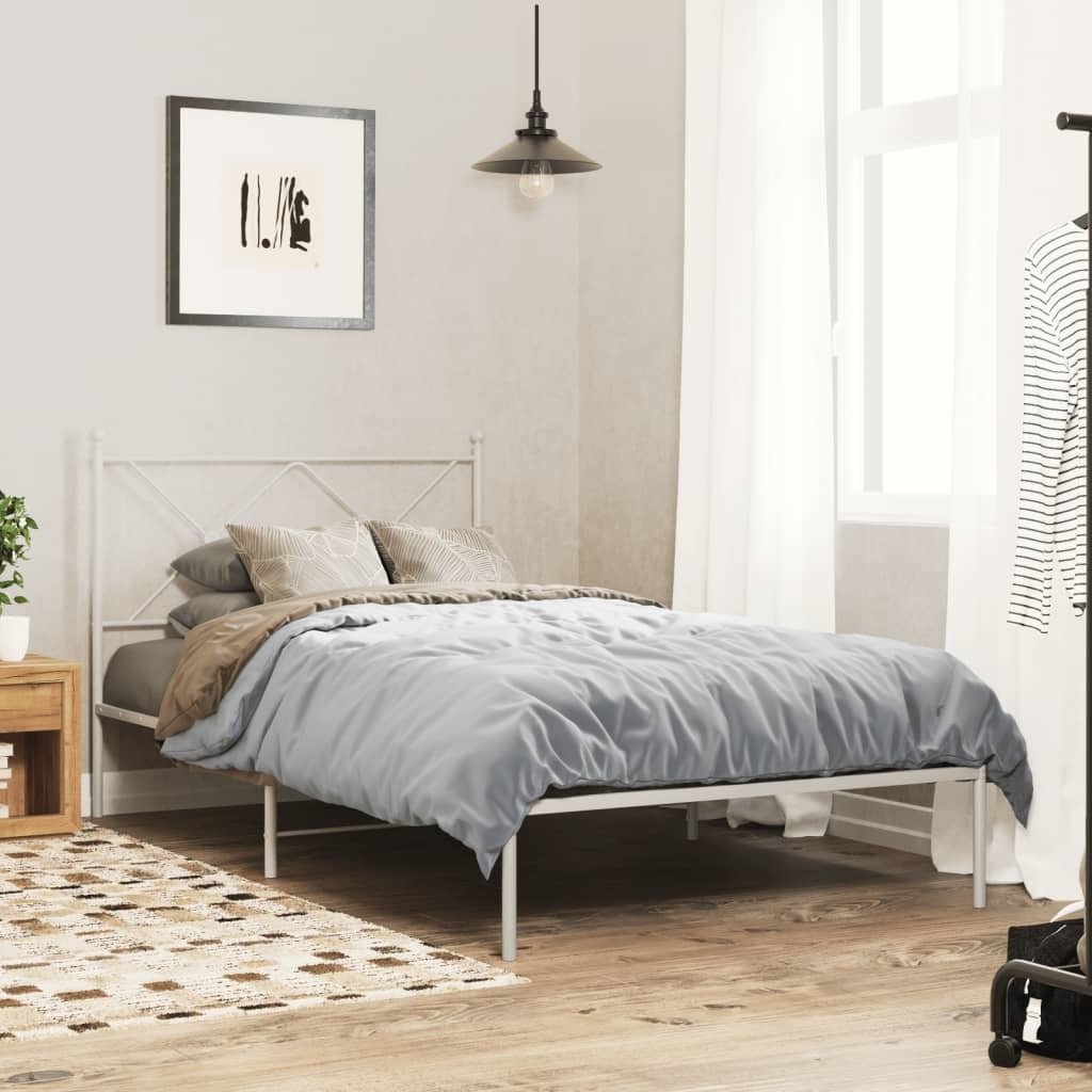 Bed Frame White Powder-coated steel Single Durable Bed Frame