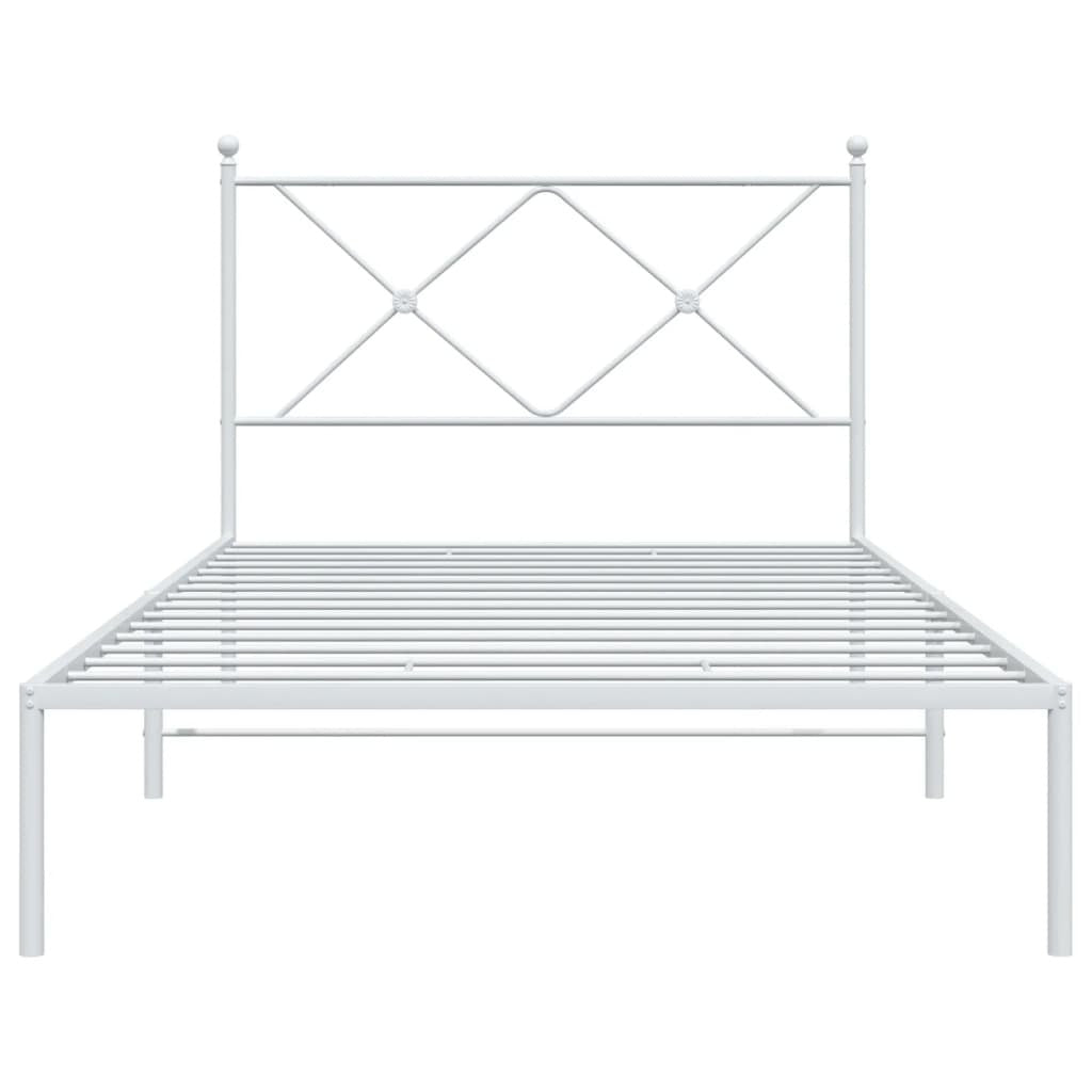 Bed Frame White Powder-coated steel Single Durable Bed Frame