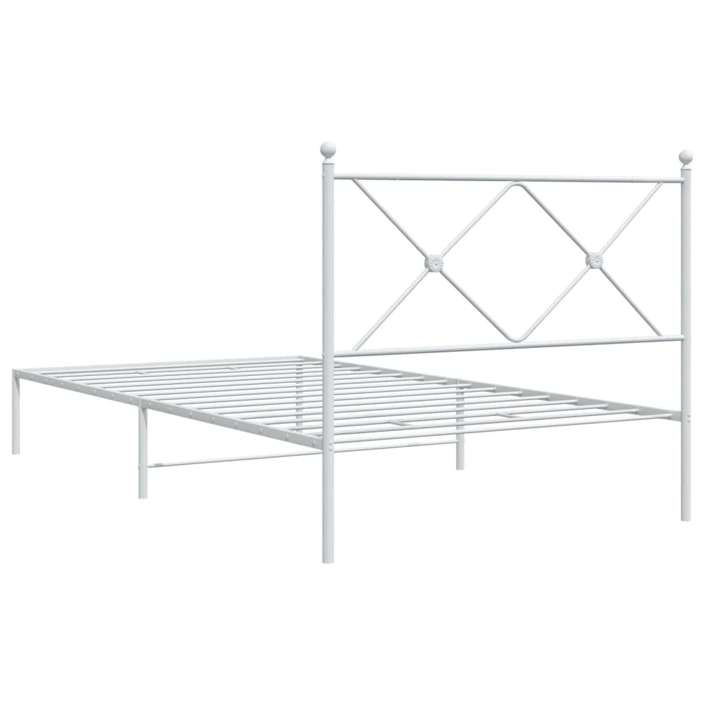 Bed Frame White Powder-coated steel Single Durable Bed Frame