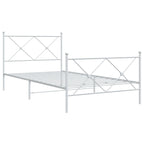 Bed Frame White Steel 39.4 x 78.7 in Bed Frame Rectangular