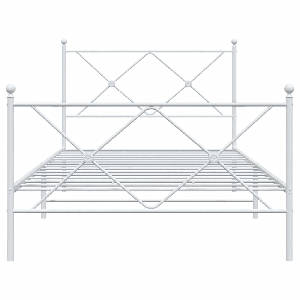 Bed Frame White Steel 39.4 x 78.7 in Bed Frame Rectangular