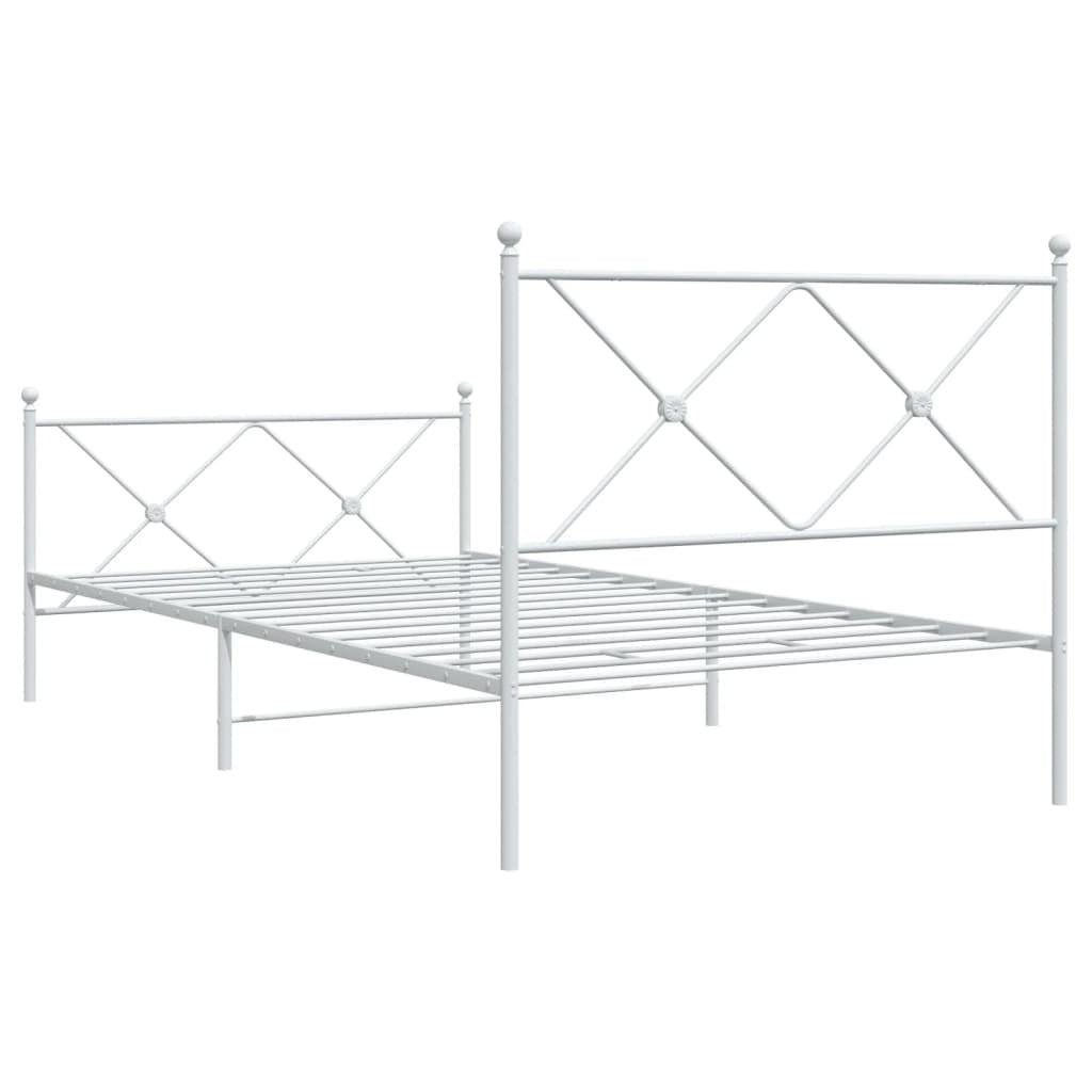 Bed Frame White Steel 39.4 x 78.7 in Bed Frame Rectangular