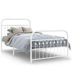 Bed Frame White Steel Twin Bed Frame Rectangular Modern