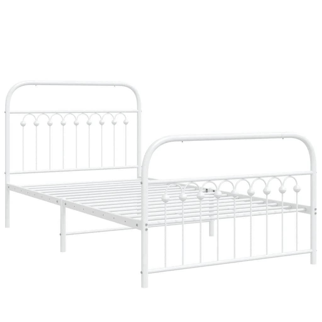 Bed Frame White Steel Twin Bed Frame Rectangular Modern