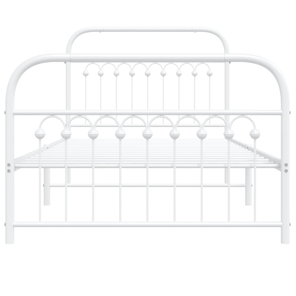Bed Frame White Steel Twin Bed Frame Rectangular Modern