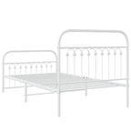 Bed Frame White Steel Twin Bed Frame Rectangular Modern