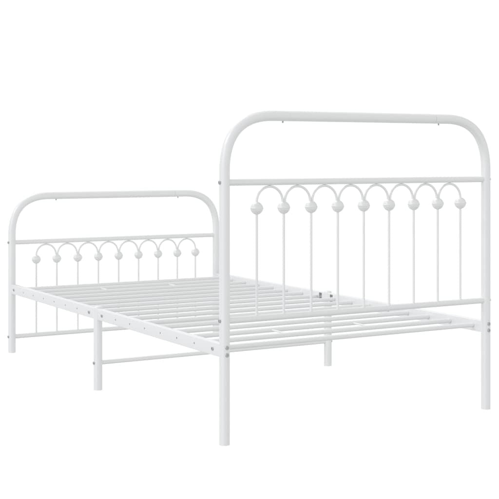 Bed Frame White Steel Twin Bed Frame Rectangular Modern