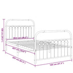 Bed Frame White Steel Twin Bed Frame Rectangular Modern