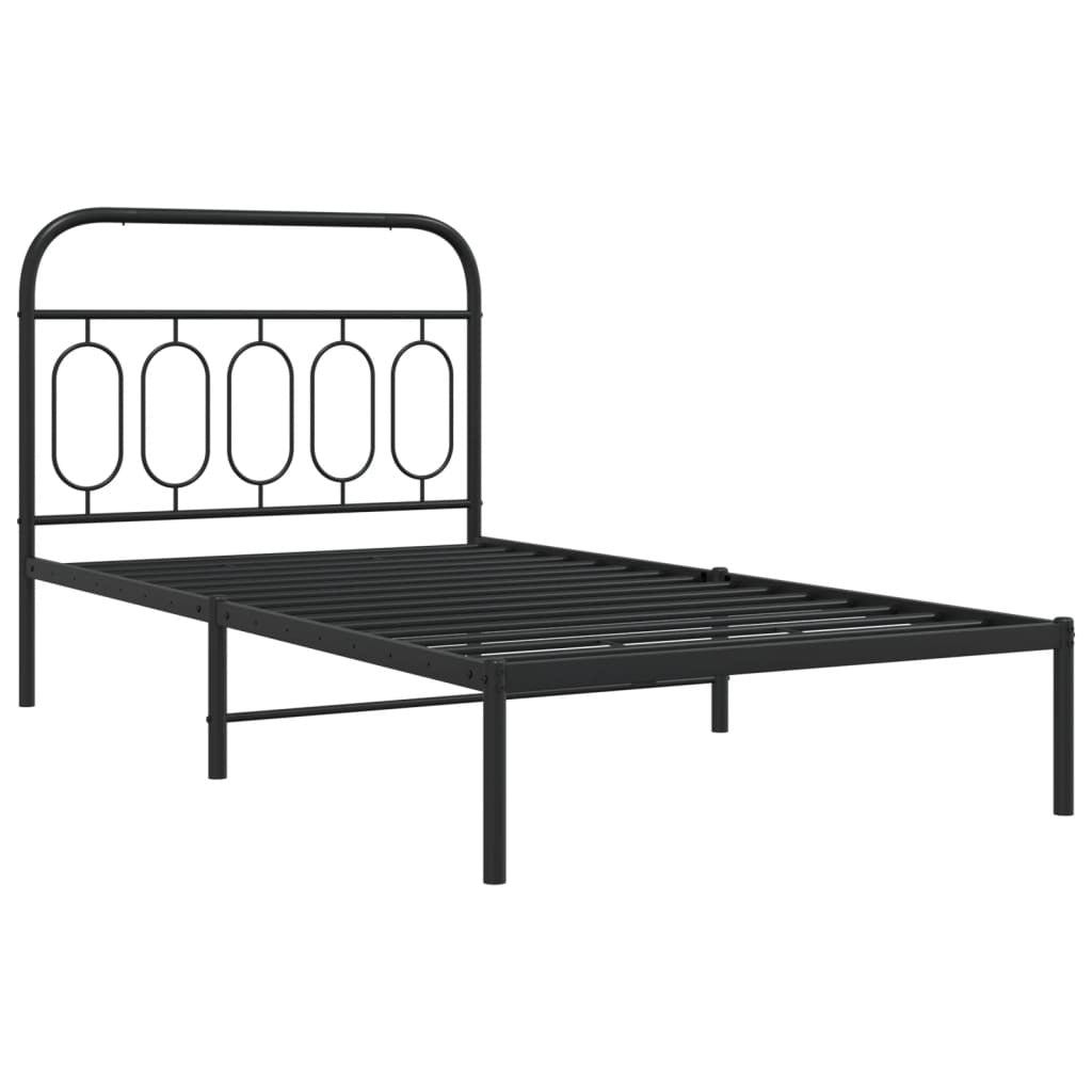Bed Frame Black Steel 39.4x78.7 in Bed Frame Rectangular