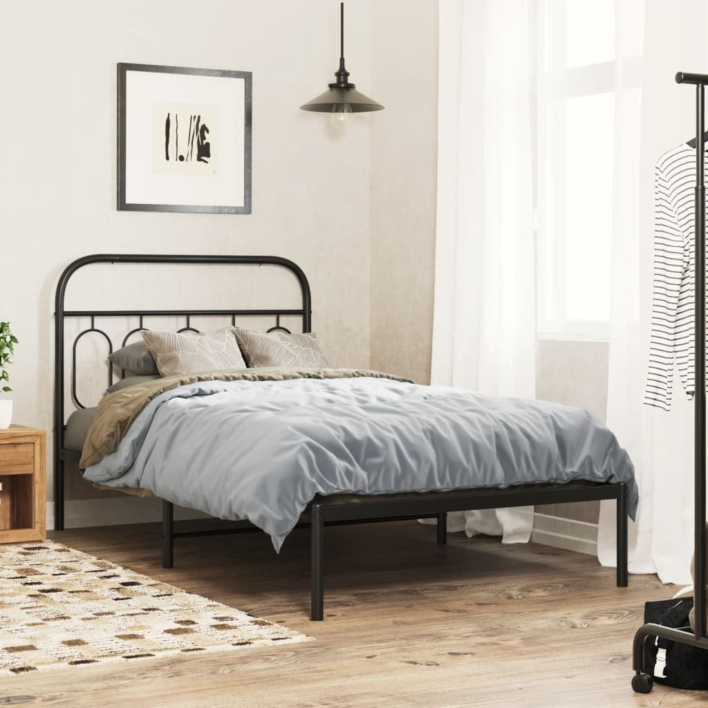 Bed Frame Black Steel 39.4x78.7 in Bed Frame Rectangular