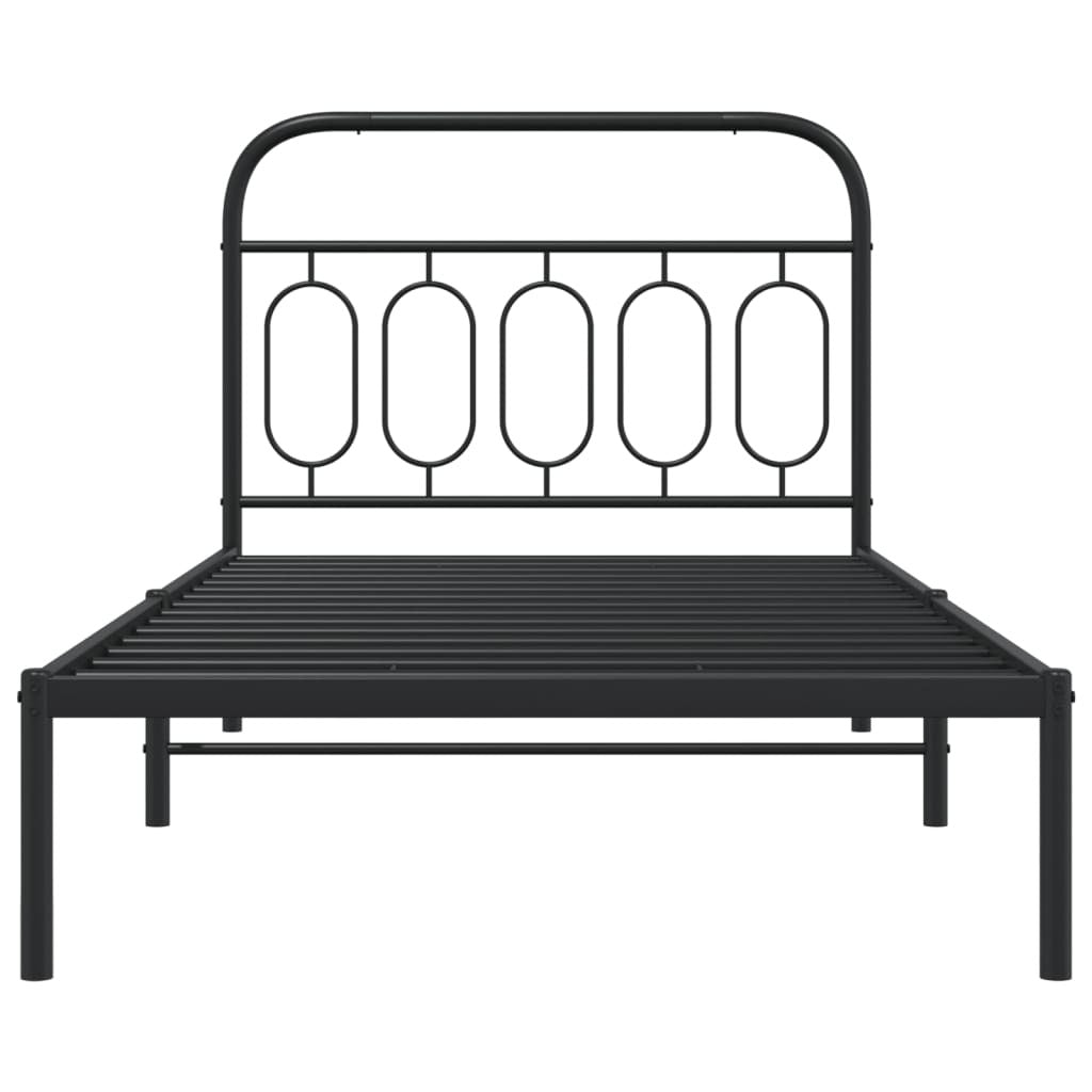 Bed Frame Black Steel 39.4x78.7 in Bed Frame Rectangular