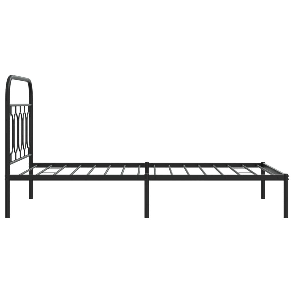 Bed Frame Black Steel 39.4x78.7 in Bed Frame Rectangular