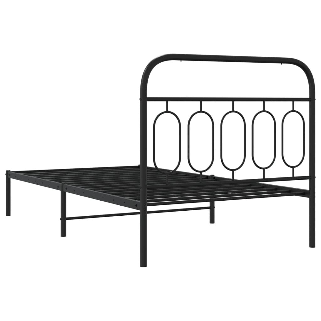 Bed Frame Black Steel 39.4x78.7 in Bed Frame Rectangular