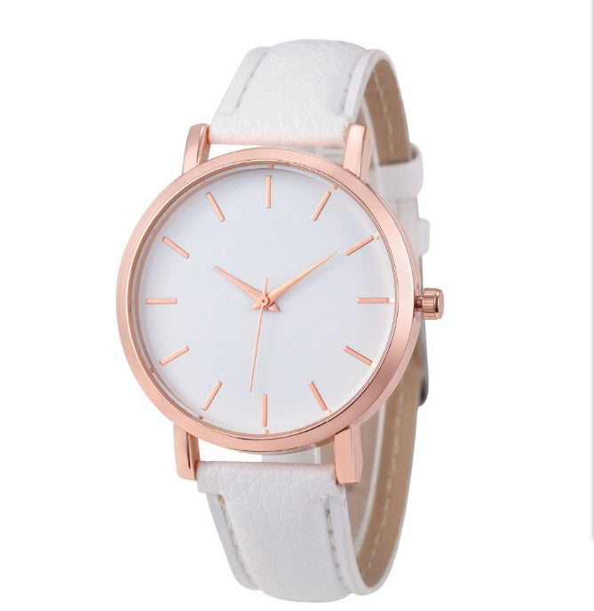 Classic Quartz Watch with Leather Belt Strap