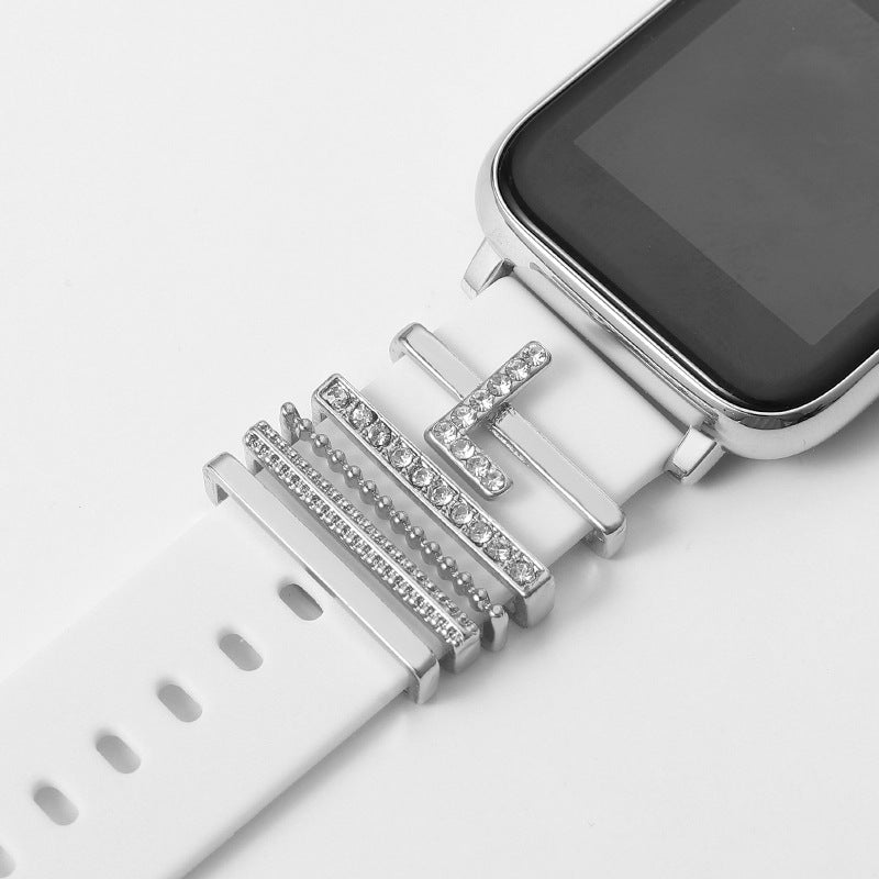 Customizable 26-Letter Diamond Silicone & Alloy Strap Bracelet