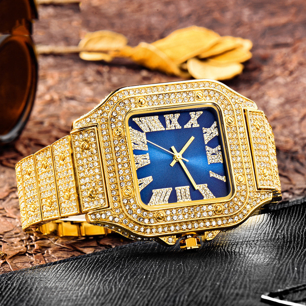 Men’s Hip Hop Square Watch – Full Diamond Bling Style