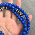 Lapis Lazuli 108 Bead Bracelet – Multi-Circle Design with Tibetan Beads