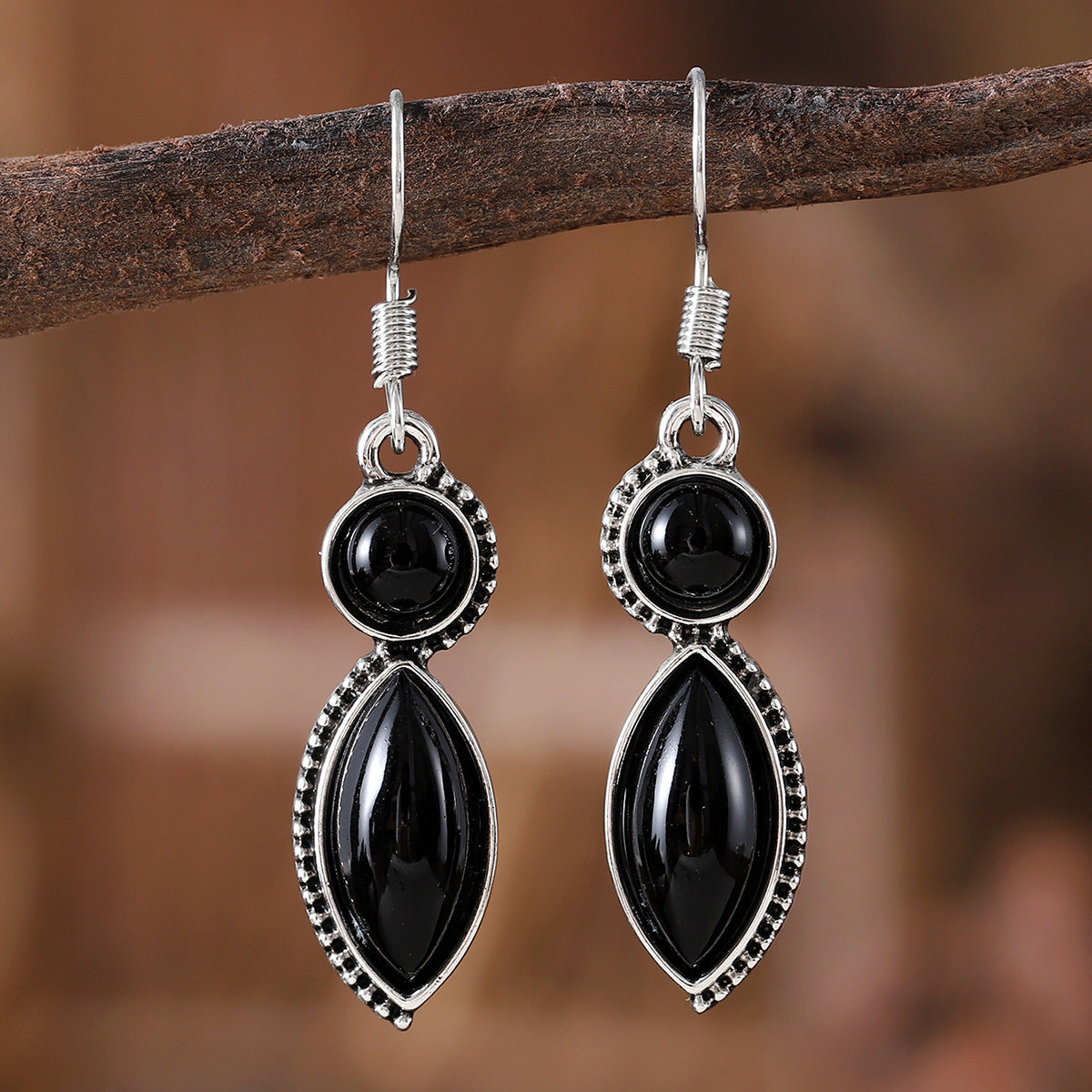 Vintage Gemstone Pendant Earrings – Bohemian & Unique Style