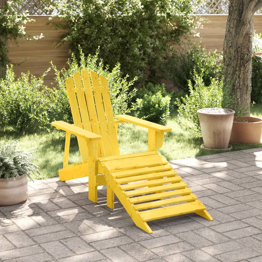 Adirondack Chair Yellow Solid Fir Wood Medium Ergonomic