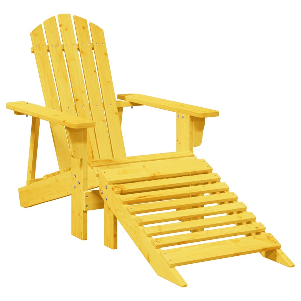 Adirondack Chair Yellow Solid Fir Wood Medium Ergonomic