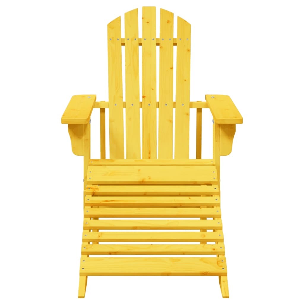 Adirondack Chair Yellow Solid Fir Wood Medium Ergonomic