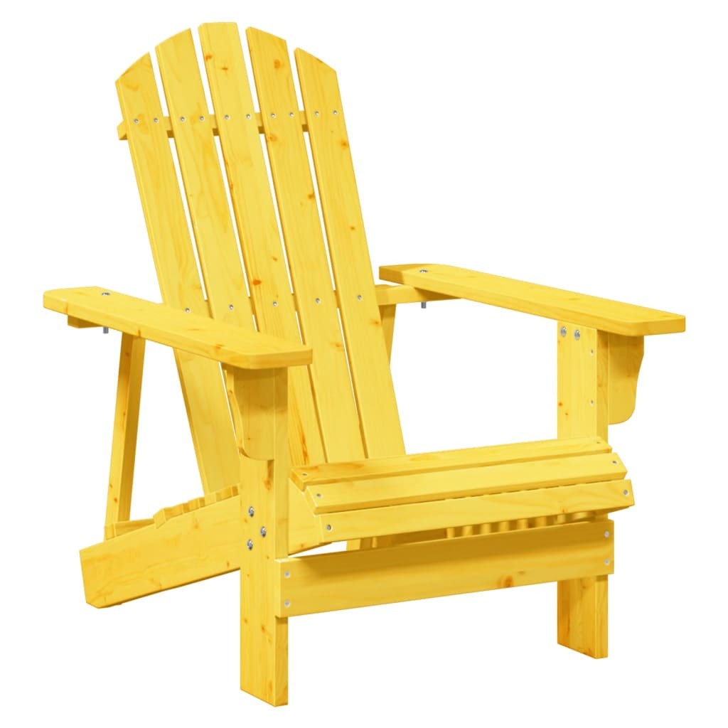 Adirondack Chair Yellow Solid Fir Wood Medium Ergonomic