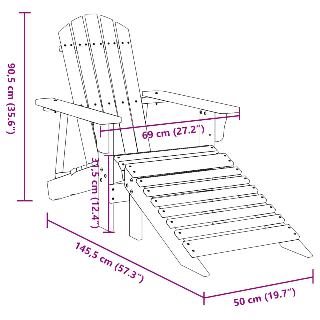 Adirondack Chair Yellow Solid Fir Wood Medium Ergonomic