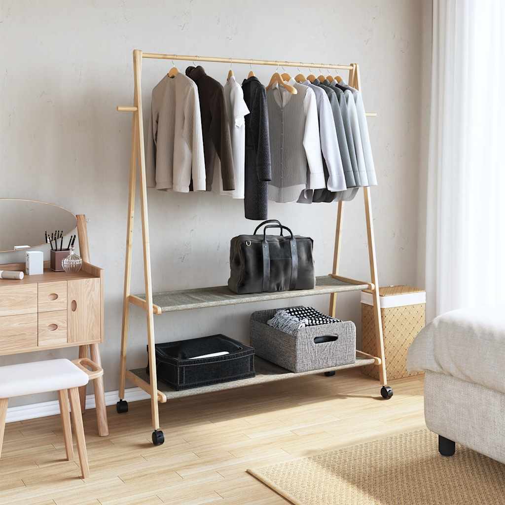Clothes Rack Natural Bamboo Bamboo, Fabric 52.0 x 17.9 x 61.2 in