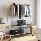Clothes Rack Natural Bamboo Bamboo, Fabric 52.0 x 17.9 x 61.2 in
