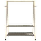 Clothes Rack Natural Bamboo Bamboo, Fabric 52.0 x 17.9 x 61.2 in